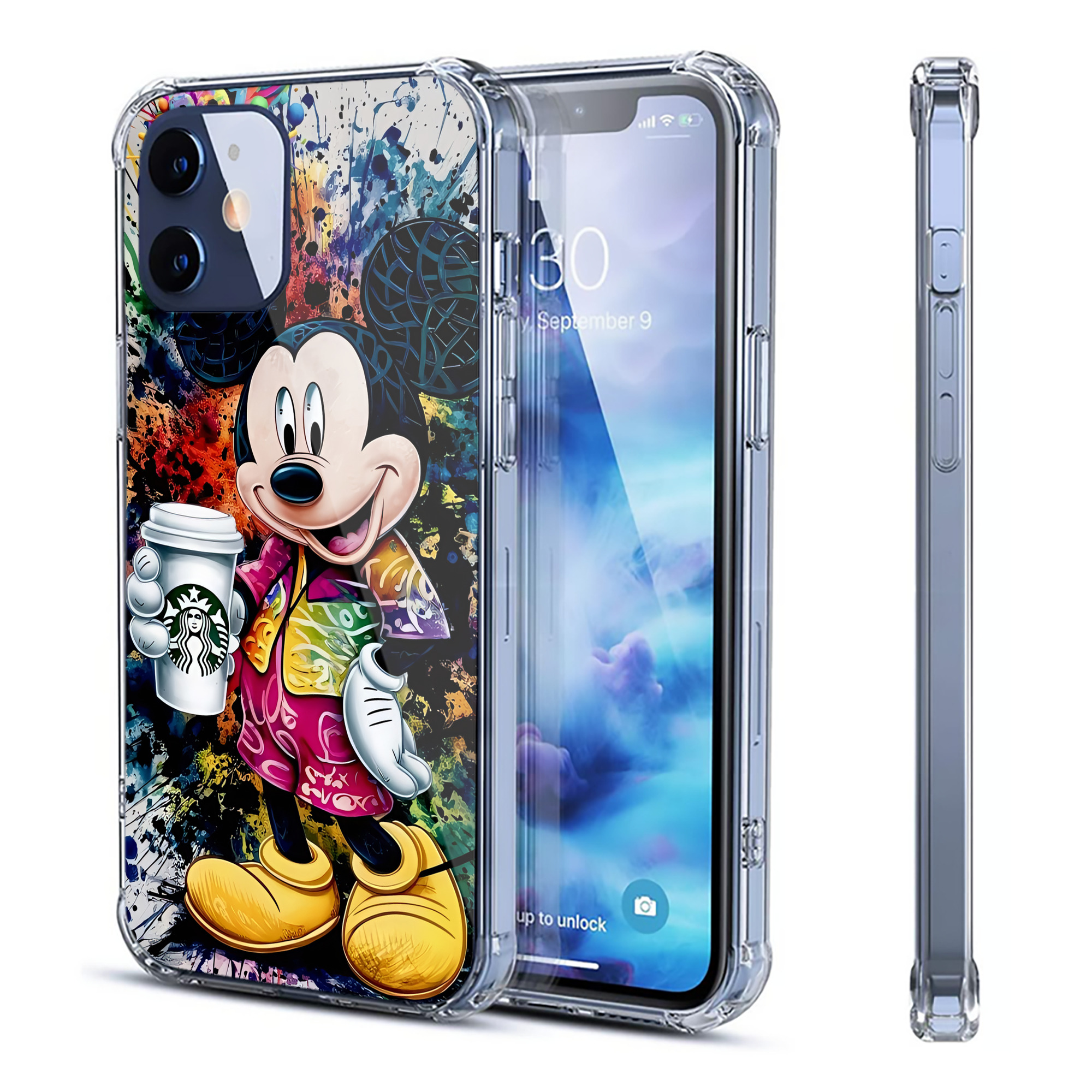 （画像用） ミッキーマウス Mickey Mouse 【iPhone 12シリーズ対応】透明スマホケース（クリアソフトケース）